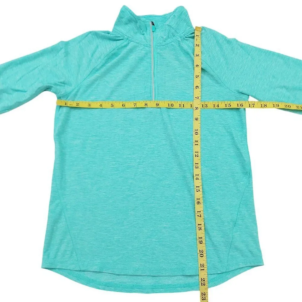 Old Navy Active Top Youth XL/14 Green 1/4 Zip Thumbhole Marled Athletic Running